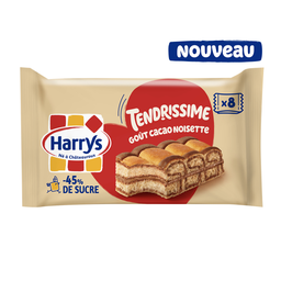 HARRYS Gâteaux moelleux Noisette et Cacao Tendrissime Moins de Sucres