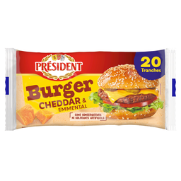 PRESIDENT Fromage En Tranches Burger Cheddar Et Emmental