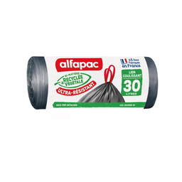 ALFAPAC Bolsas de basura con cierre corredizo ultra resistentes 30 L x15