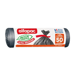 ALFAPAC Bolsas de basura ultra resistentes cierre fácil 50 L x10