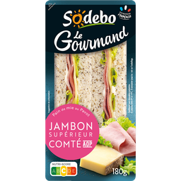 SODEBO Sandwich gourmand club jambon comté 1 part 180g