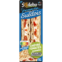 SODEBO Sandwichs club pain suédois chèvre tomates marinées