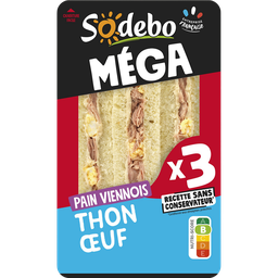SODEBO Sandwichs club pain viennois thon œuf