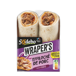 SODEBO Wrap effiloché de porc cheddar sauce barbecue 2 pièces 190g