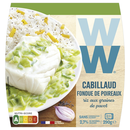 WEIGHT WATCHERS Plat cuisiné individuel Cabillaud fondue de poireaux et riz cuisiné WEIGHT WATCHERS,290g