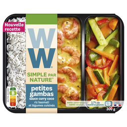 WEIGHT WATCHERS Plat cuisiné petites gambas sauce curry coco riz basmati et légumes 300 g