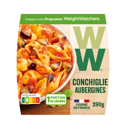 WW plat Cuisiné Conchiglie aux Aubergines Grillées