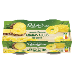 ROCHEFONTAINE Fruits au Sirop Ananas en Tranches Sans Sucres Ajoutés