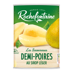ROCHEFONTAINE Demi poires au sirop léger boîte 4/4, 480g
