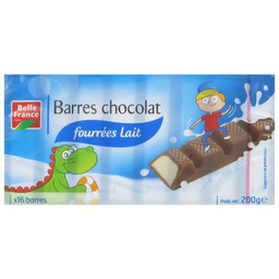 BELLE FRANCE Barre fouree choco au lait x 16 etui film 200g