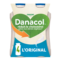 DANACOL Yaourt boire nature allégé réduit le cholestérol 4x100 g