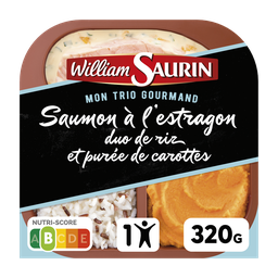 WILLIAM SAURIN Saumon, duo de riz et purée de carottes Le plat individuel micro ondable de 320 g