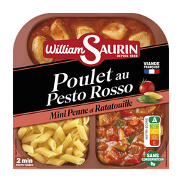 WILLIAM SAURIN Poulet pesto rosso, mini penne et ratatouille Le plat individuel micro ondable de 320 g