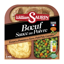 WILLIAM SAURIN Bœuf sauce poivre écrasé de pomme de terre petits pois et carottes le plat individuel micro ondable de 320 g