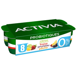 ACTIVIA Fruit Yogurts 0% Fat bifidus lemon strawberry prune peach 8 pots of 125 g