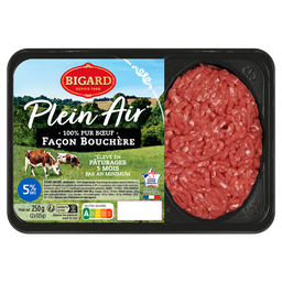 BIGARD Steack haché 5% mg façon bouchère plein air 2 x 125 g