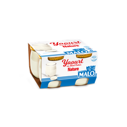MALO Iogurte de leite inteiro natural em vidro 4 x 125 g