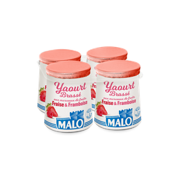 MALO Yaourt Brassé aux Morceaux de Fruits Fraise & Framboise