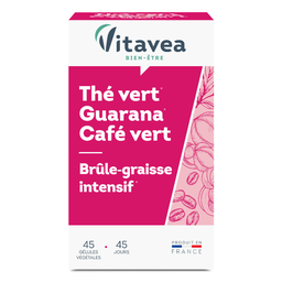 VITAVEA Té verde Guaraná Café verde Quemagrasas intensivo 45 cápsulas