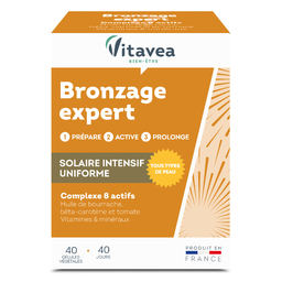 VITAVEA Complemento alimenticio Bronzage & Teint bronceado intenso uniforme, caja de 40 cápsulas