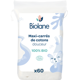BIOLANE Maxi carrés de coton 100% bio 60 cotons