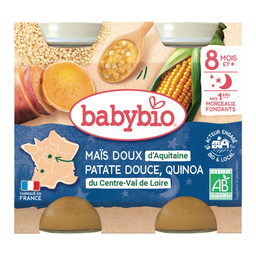 BABYBIO Puré de milho doce batata-doce e quinoa bio 2 x 200 g