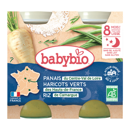 BABYBIO Puré de pastinaca feijão verde e arroz de Camarga Bio 2x200g