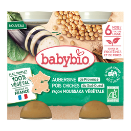 BABYBIO Puré de Beringela e Grão-de-Bico Estilo Moussaka Vegetal Bio 2 x 200 g