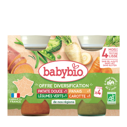 BABYBIO Refeição para bebé Os meus primeiros legumes das nossas Regiões BIO, 4 frascos de 130 g