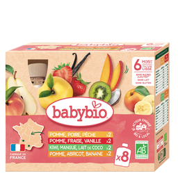 BABYBIO Puré de fruta variado 8 saquetas de 90 g