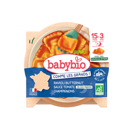 BABYBIO Ravioli de Butternut com Molho de Tomate e Cogumelos 190 g