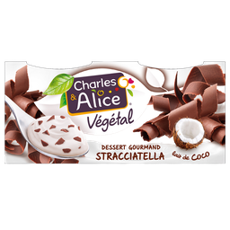 CHARLES & ALICE Postre vegetal gourmet stracciatella y leche de coco 2x110g