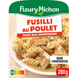 FLEURY MICHON Pasta fusilli con pollo y salsa de champiñones 280 g