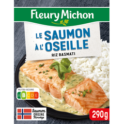 FLEURY MICHON Plato preparado individual Salmón con salsa de acedera y arroz basmati 290 g