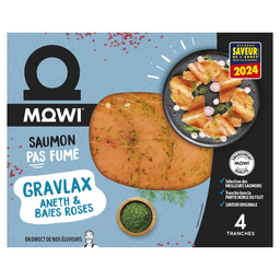 MOWI Saumon Gravlax Aneth et Baies Roses le paquet de 4 tranches