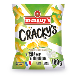 MENGUY'S Biscuits apéritifs Cracky's soufflés de maïs saveur crème & oignon, 180g
