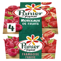 PANIER DE YOPLAIT Iogurte de fruta framboesa e morango 4 copos de 125 g