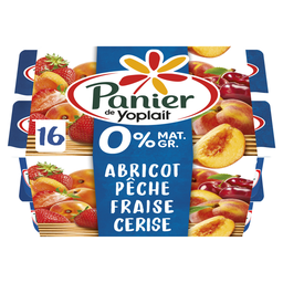 PANIER DE YOPLAIT Iogurte com pedaços de fruta alperce pêssego morango cereja 0%mg 16x125g