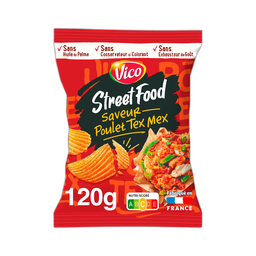 VICO Patatas fritas onduladas Street Food sabor pollo Tex Mex 120 g