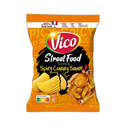VICO Patatas fritas onduladas Street Food sabor salsa curry picante 120 g