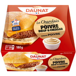 DAUNAT Hamburguesa de ternera charolesa cheddar y salsa de pimienta 180 g