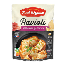 PAUL ET LOUISE Plat cuisiné Ravioli Jambon Parmesan PAUL & LOUISE, sachet 300g