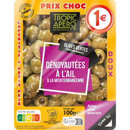 TROPIC APERO Olives vertes dénoyautées l'ail doux la méditerranéenne 100 g
