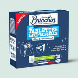 JACQUES BRIOCHIN Dishwasher Tablets All in 1 Soda Crystals Organic, box of 30 tablets