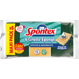 SPONTEX Éponges Grattantes Fibres Recyclées, le lot de 6
