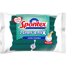 SPONTEX Eponges à Récurer Ultra Flexible Gratt' & Flex, les 2 éponges