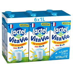 LACTEL Leite Vitaminado 1,0% MG Vitavie 6 pacotes de 1 L