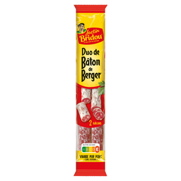 JUSTIN BRIDOU Bâton de berger saucisson sec nature 2 pièces 100g