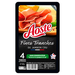 AOSTE Jambon cru les fines et fondantes 4 tranches 67 g