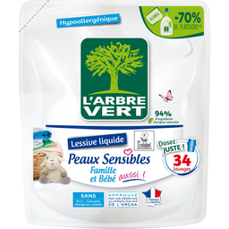 L'ARBRE VERT Recarga Detergente Ecolabel Peles Sensíveis 34 Lavagens 1,53 L